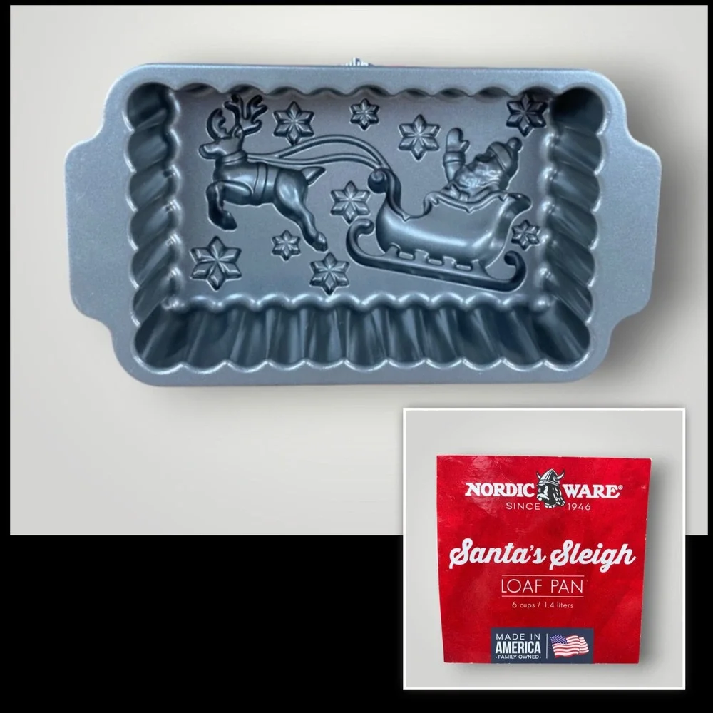 Nordic Ware Santa's Sleigh Loaf Pan Christmas Cake Mold Nonstick 2017 Nonstick